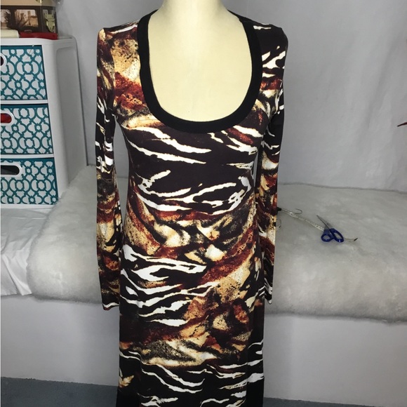 Karen Kane Women's animal print Rayon scoop Neck Long Sleeve Midi Dress size M - Picture 9 of 14